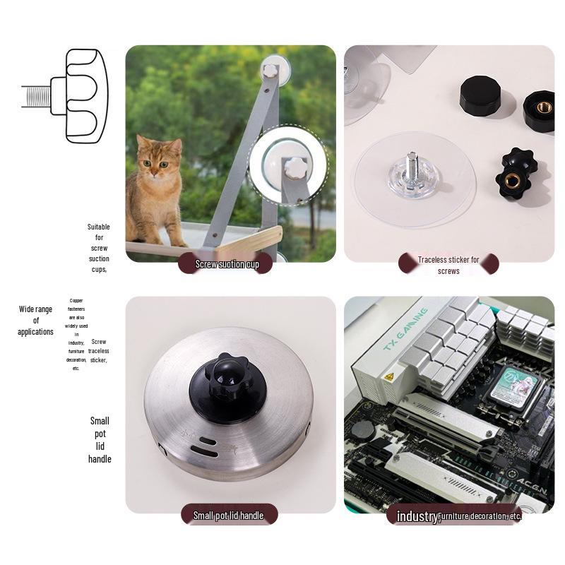Hexagonal Plum Blossom Plastic Rubber Hand-Tightened Nut with Blind Hole Copper Core Handle, M4-M8.