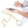 5X Magnifier Monocle Lens Necklace Magnifying Glass Loupe (Gold)