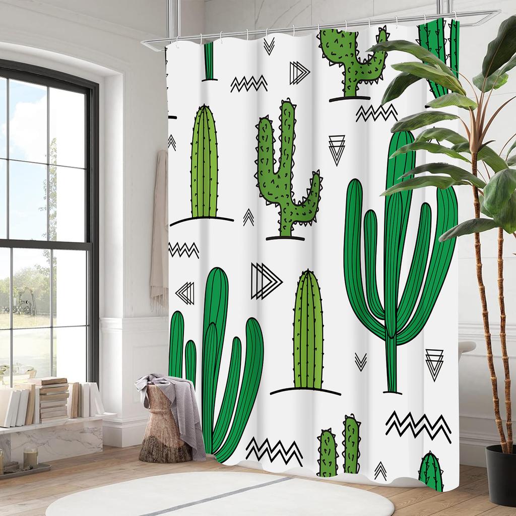 Pflanze Kaktus Badezimmer Duschvorhang Zwerg Wasserdichter Stoff Badezimmer Vorhang Mit 12 Haken Sonnenblume Heimdeko Kostenloser Versand