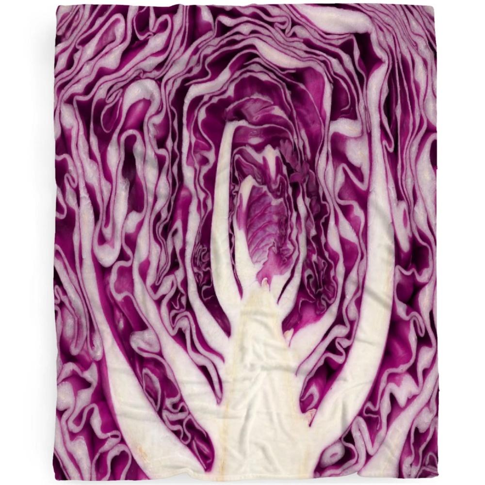 Funny Purple Cabbage Throw Blanket Realistic Vegetable Shape Flannel Fleece Blanket Soft Cozy Nap Wrap Creative Novelty Gift 150cmx200cm