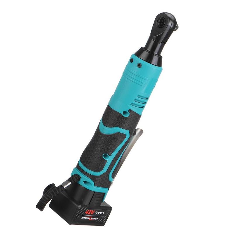 42V 3/8"" 110-240V 80N.m Power Tool Electric Ratchet Wrench with 2 Lithium-Ion Battery Charger Kit Rechargeable Cordless Electric Wrench