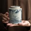 Vintage Ceramic Tea Caddy Moisture-proof Blue and White Porcelain Storage Jar Multi-functional Coffee Medicinal Herb Storage Box