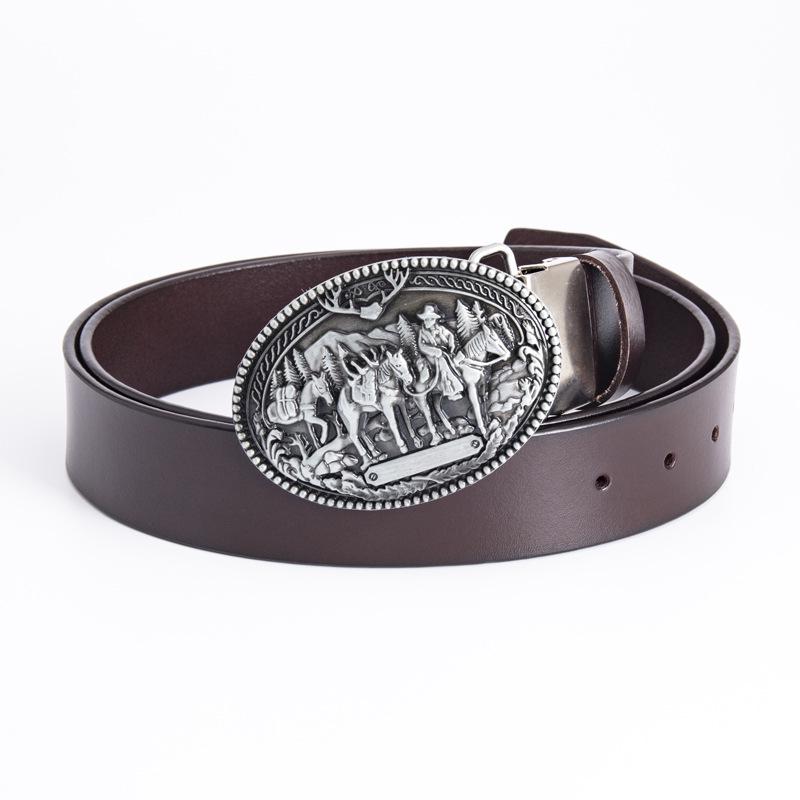 Men's Trendy Western Cowboy Genuine Leather Belt - Retro Punk Style, Perfect for Formal Wear or Birthday & New Year Gifts.
