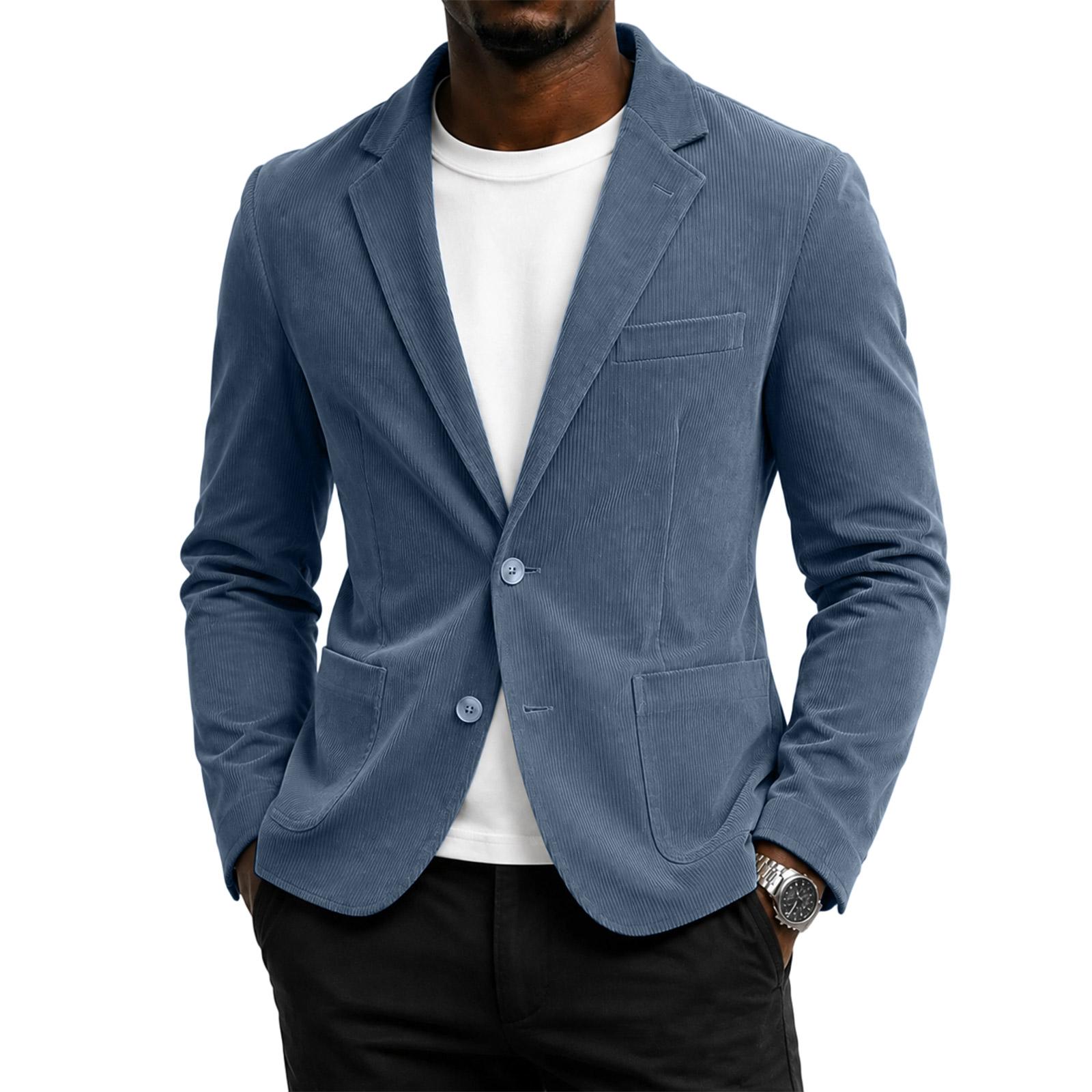 Herren Corduroy Farb Anzugjacke Freizeit XL himmelblaue