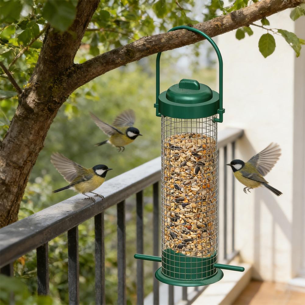 Bird Feeder Suspended From Dark Green Wrought Iron Feeder Pet Bird Bird Feeding Feeder Steel Supplies Stainless Mesh Hummin C4S3