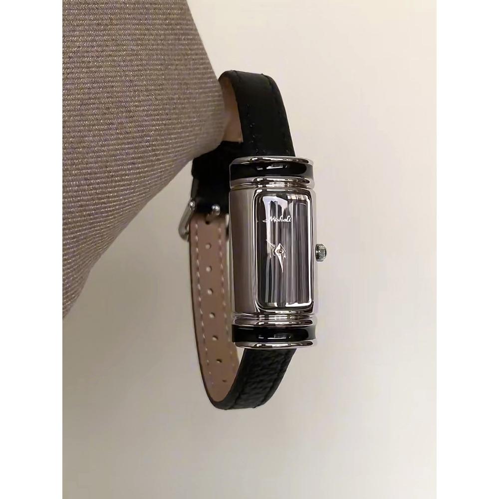Vintage Slim Rectangle Quartz Watch for Women Elegant Leather Strap Small Bar Wristwatch Minimalist Luxury Daily Dress Ladies Watch