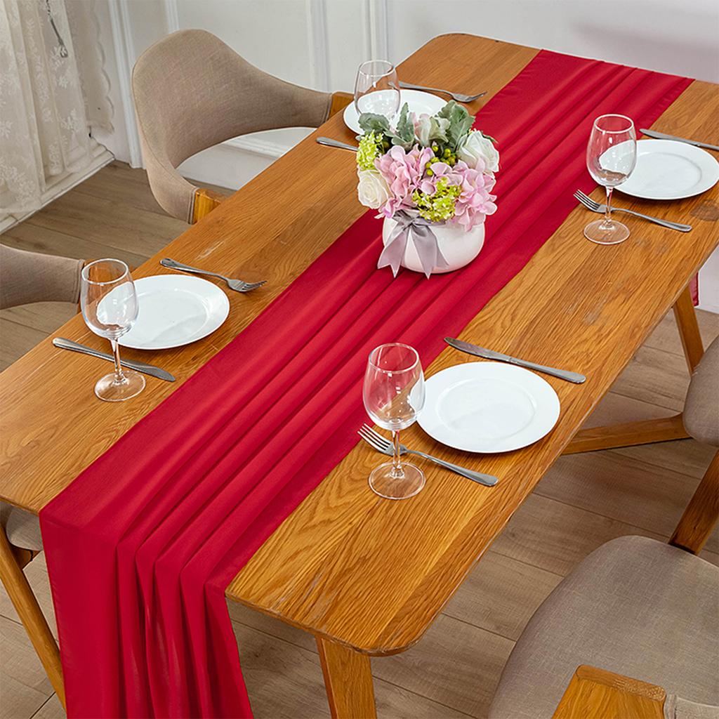 Table Runner Soft Elegant Reusable Chiffon Table Decoration for Wedding Party Furniture Decor