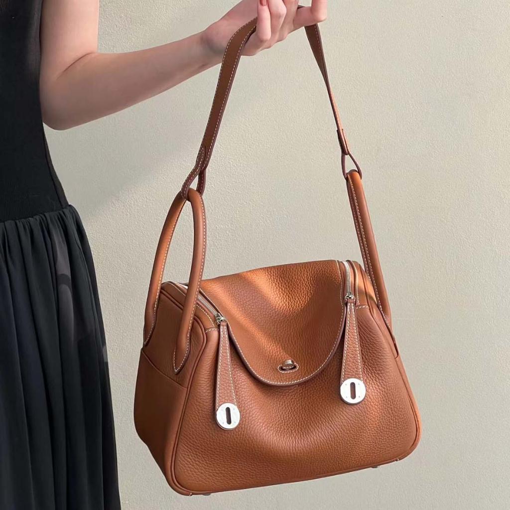 2025 Geantă nouă din piele naturală pentru femei, piele strat superior, geantă Lindy mică, Lindy la modă, versatilă, de mână, pe un umăr, crossbody