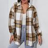 Women's Fashion  And Winter Jacket Thickened Casual Loose Plaid Shirt