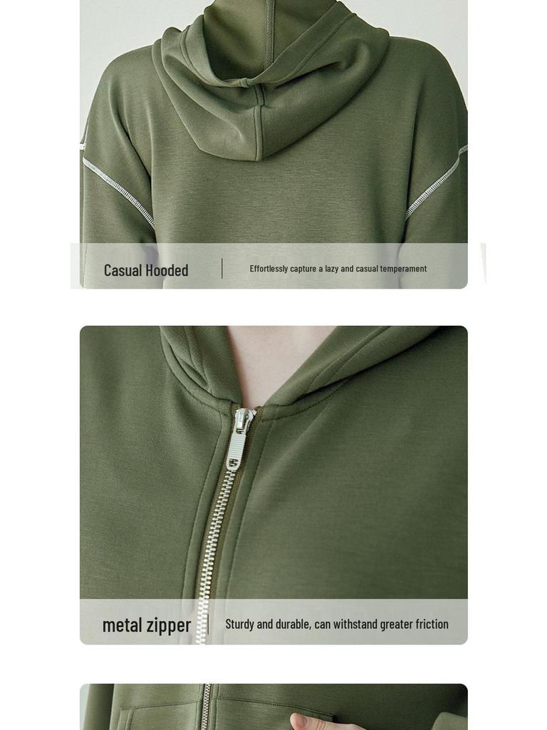 Women's Casual Slimming Thickened Sportswear: Warm 2-Piece Hooded Jacket Set