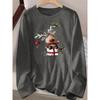European and American women’s cute Christmas reindeer printed long-sleeved T-shirt – sports and casual style, printed design