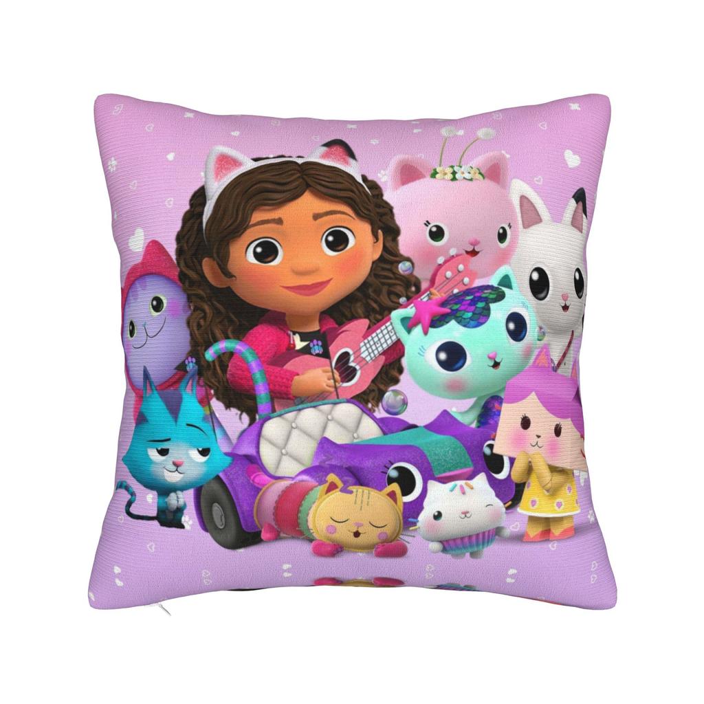 Gabby Dollhouse Cartoon Pillowcase Polyester Cushion Cover Decorative Cute Animals Pillow Case Cover Home Square 45X45cm