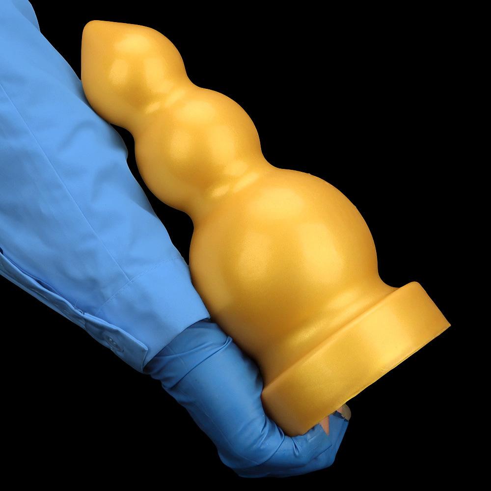Gros Plug Anal Fileté en Silicone Doré Dildo Réaliste Jouet Sexuel pour Adultes pour Couples Fisting