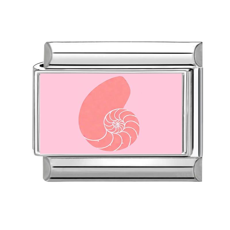 New Pink Sea Series Starfish Shell Crab Conch Italian Charm Links Fit 9MM Stainless Steel Bracelet Women Men DIY Making Jewelry