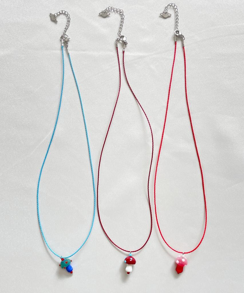 Fantastic Planet Mini Mushroom String Necklace (3Colors)