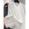 Lace Patchwork Fleece Sweatshirt Casual Loose Long Sleeve Top