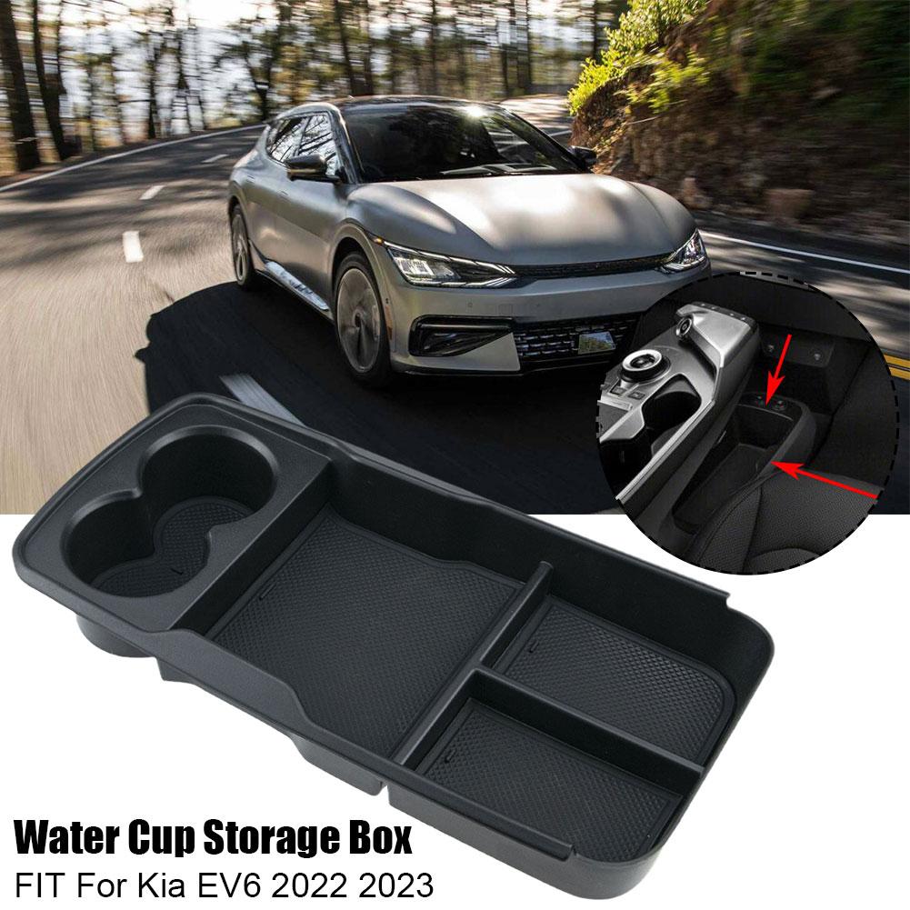 For Kia EV6 2022 2023 ABS Black Interior Armrest Console Central Storage Box Holder Interior Organizer Car