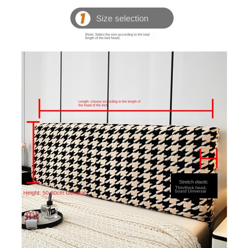 Houndstooth Headboard Cover Full Queen  King Comfortable Bed Head Slipcover for King Size Washable Anti-Dirty Headboard Protector Washable Bedroom