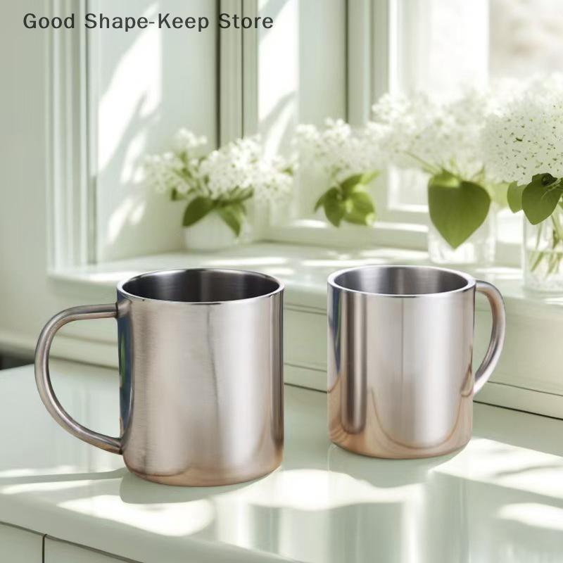 304 Stainless Steel Double Wall Coffee Mug Without Lid Portable Cup Travel Tumbler Jug Children's Milk Tea Cups Office Water Mug