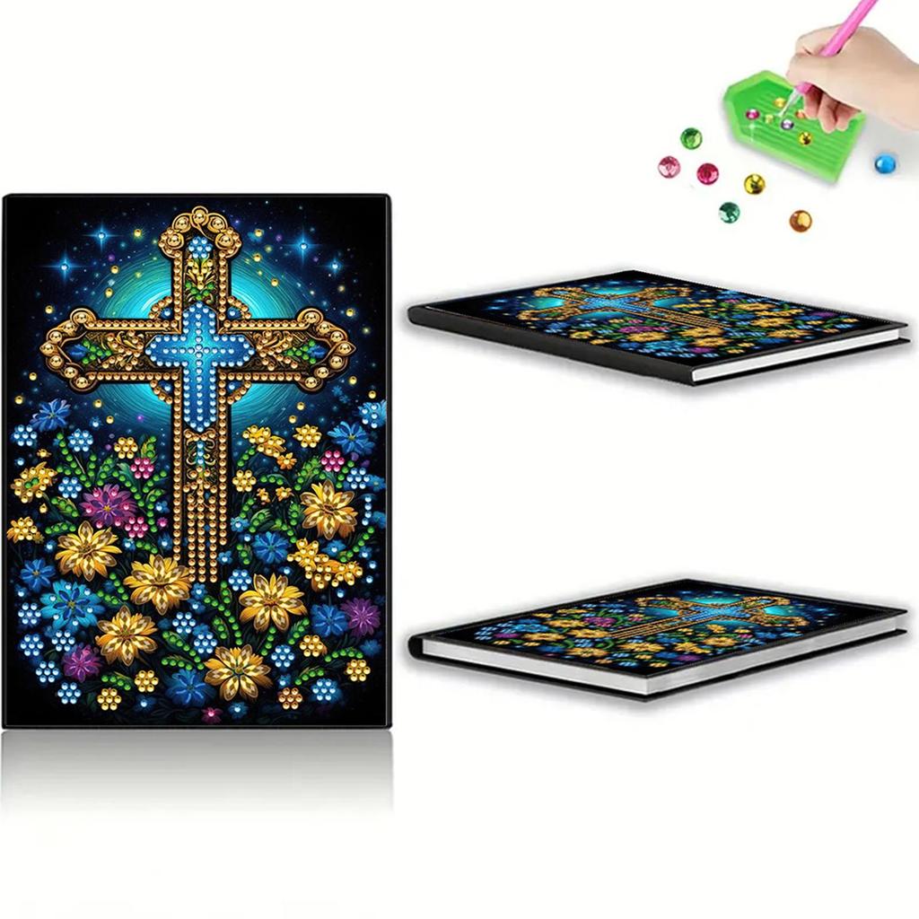 50-Page A5 Size Diamond Painting Diary Book 5D DIY Diamond Art Painting Notebook Kit 50 Pages Crystal Notepad Sketchbook