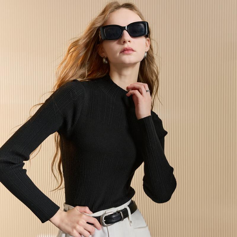 

Sancai Ribbed Knit Half-High Collar Slim-Fit Sweater XL