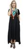 Bimba Women's Asymmetrical Hem Black Summer Maxi Pockets Dress With Scarf-10