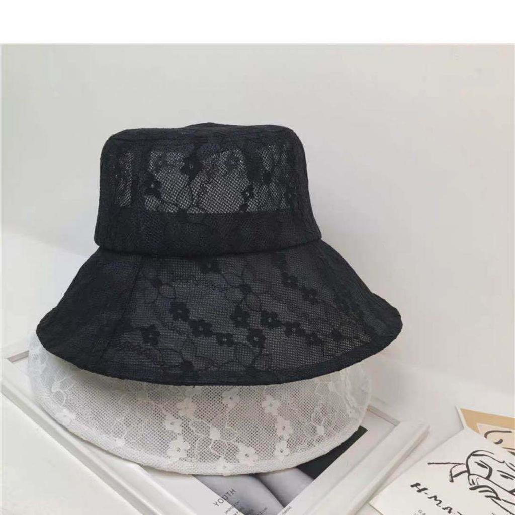 Hat women's versatile trendy sun hat sunscreen sun hat thin lace bucket hat hollow breathable