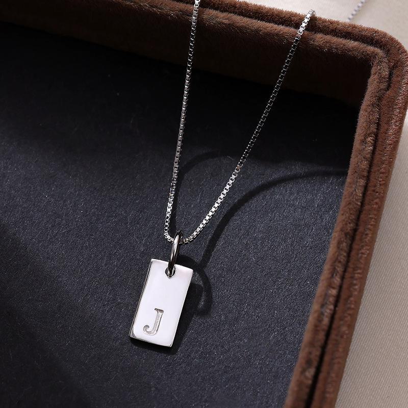 Banyan Tree Sterling Silver Square Letter Pendant Necklace