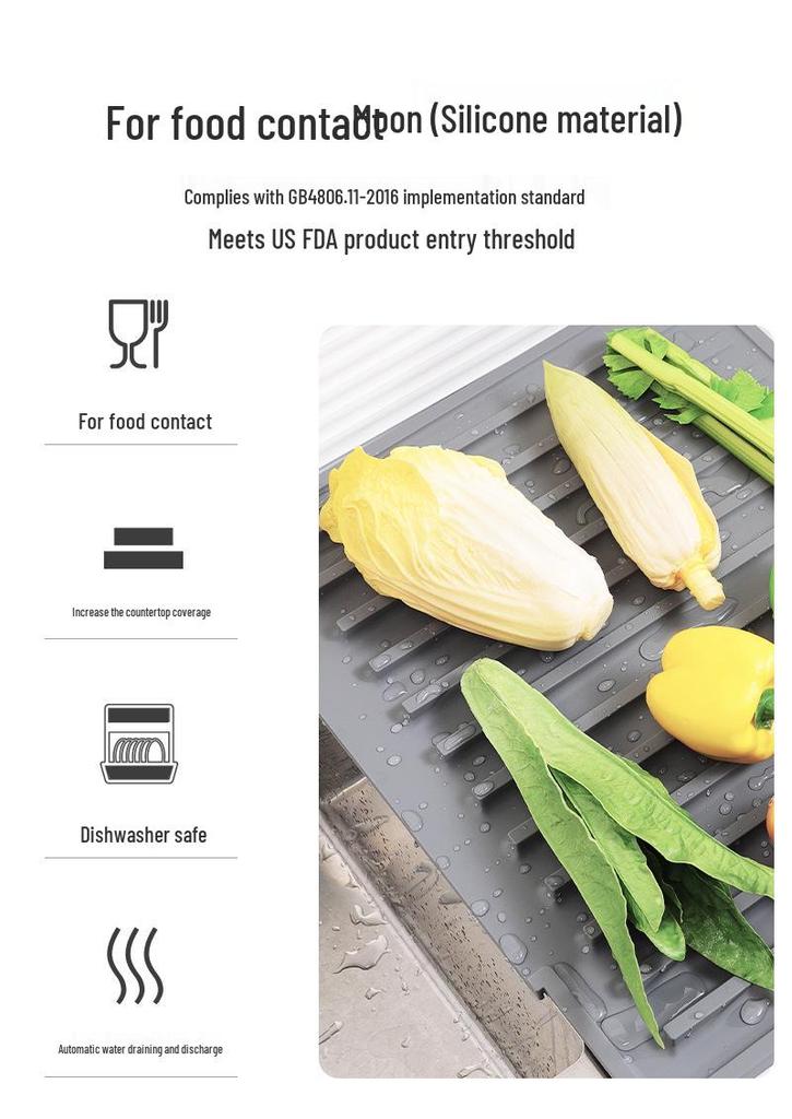 Silicone Multi-functional Kitchen Mat: Sink Splash Guard & Heat-Insulating Draining Mat