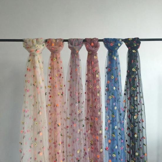 Vyšívaný květinový běhoun na stůl Jarní Letní Květinový Běhoun na Stůl 6 stop Tylový Běhoun na Stůl pro Domácí Párty Sváteční Svatbu Dekorace