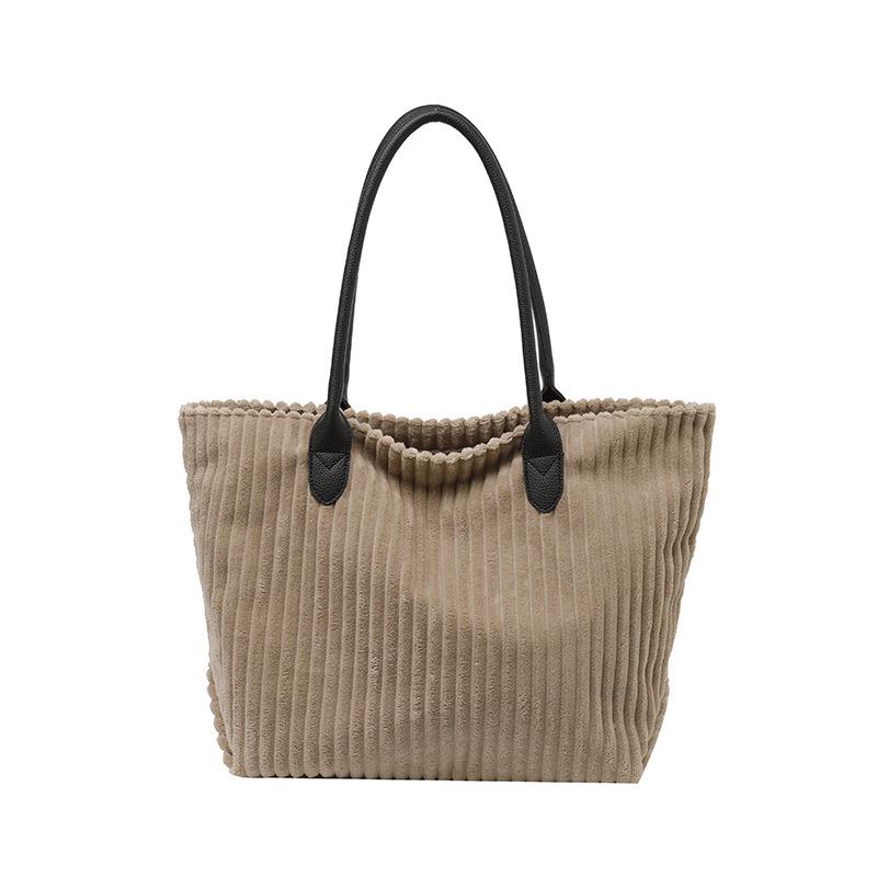 

Korean Style Large Capacity Corduroy Tote - Autumn/Winter Fashion Commuter Shoulder Bag хакі