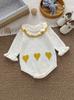Unisex Baby Heart Color Block Cotton Romper - Autumn/Winter
