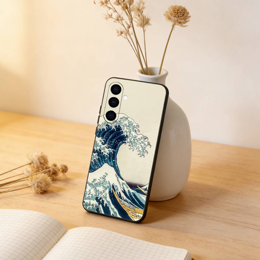 The Great Wave Off Kanagawa Phone Case Black Silicone Soft For Samsung Galaxy A73,A72,A71,A70,A53,A52,A51