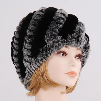 Lady Winter 100% Natural Real Rex Rabbit Fur Hat Women Soft Rex Rabbit Fur Cap Warm KnittedHats