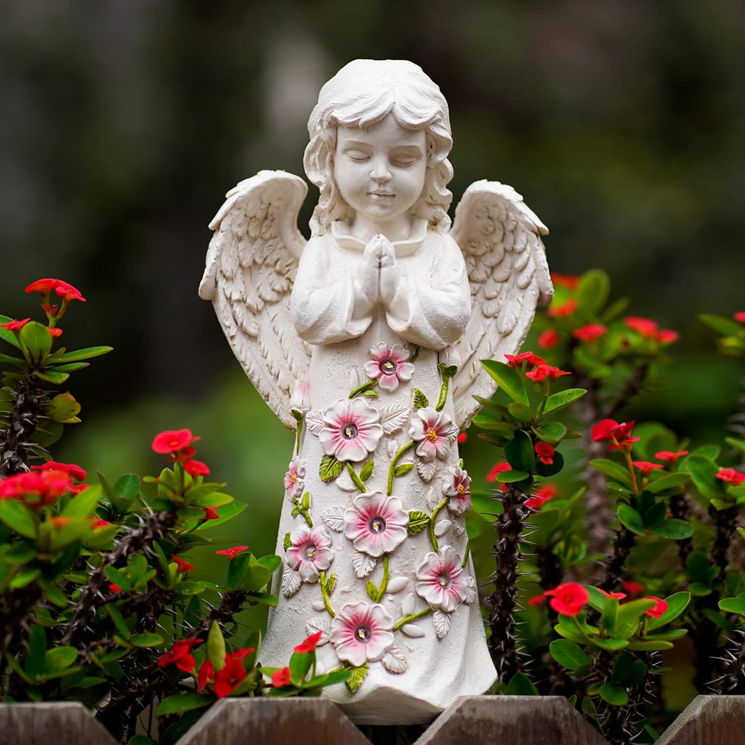 

Solar Garden Outdoor Angel Statue, Angel Figurine for Patio, Balcony, Yard, Lawn, Spring Decor - Unique Housewarming Gifts