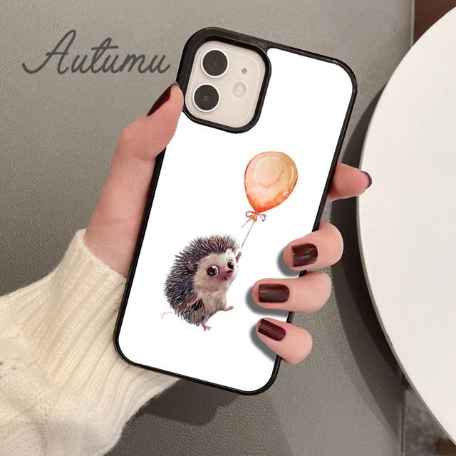 Igel und Ballon Handyhülle für iPhone 17 Air 15 16 16e 11 12 13 14 Pro Max Plus coque Fundas Shell