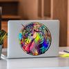 Ls13512 Laser Material Gradual Change Colorful Unicorn Round Wall Sticker Viewing Angle Different Pattern Color