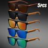 5 Pairs of Retro Full Frame Wood Grain Legs Classic Color Reflective Women's and Men's Fashionable Glasses