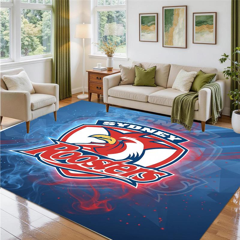 Sydney Roosters Design Crystal Velvet Rug Soft Decorative Mat for Bedroom Entrance