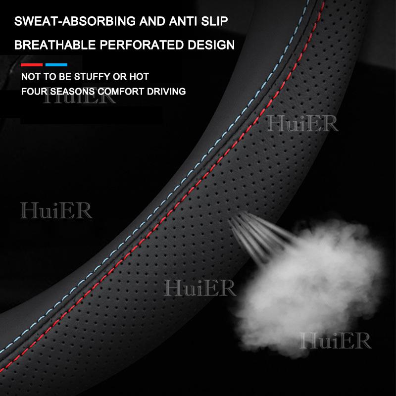 D-shape Steering Wheel Cover for Volkswagen VW Virtus Ultra Thin Leather Steering Protector Non-slip Auto Decoration Accessories