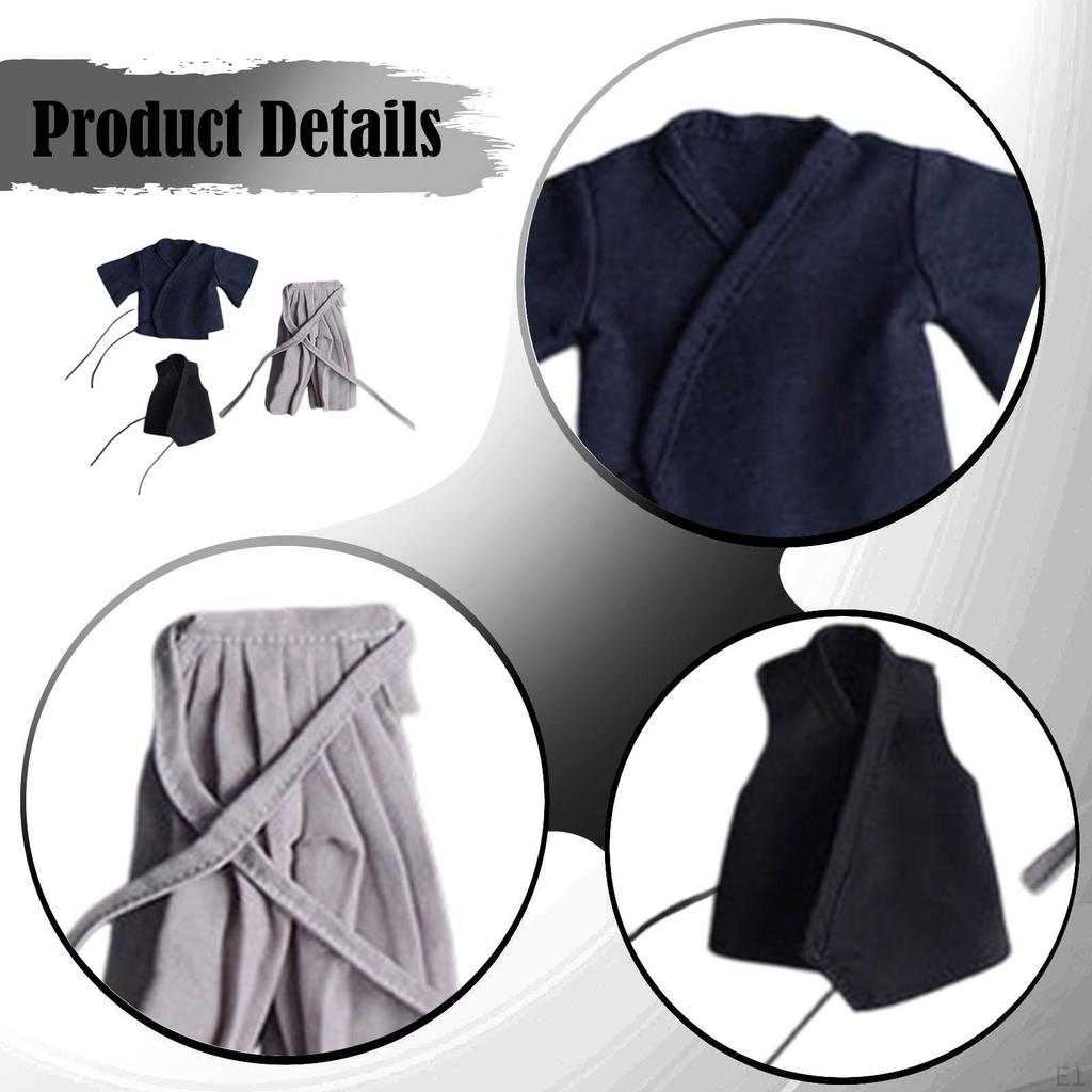 1/ Doll Costume for Figurine, Samurai Uniform, Miniature Clothes 15cm Male Dolls