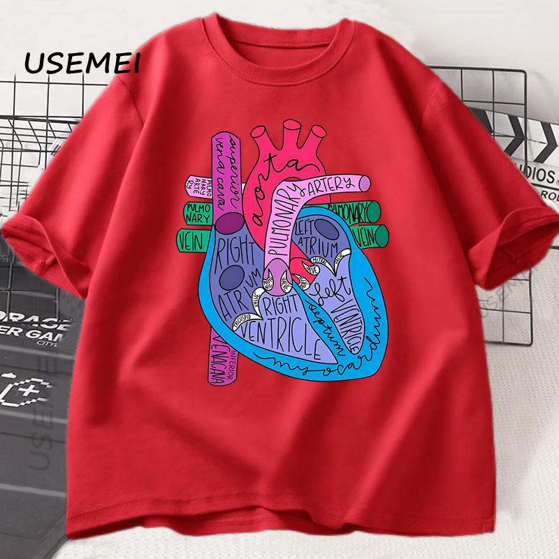 Heart Anatomy T Shirt Unisex Women Doctor Cardiologist TShirt Nursing Tees Causal Cotton Short Sleeve Round Neck Tshirt Clothing
