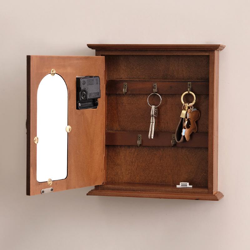 Creative Entrance Wall Hooks: No-Punch Key Holder & Wooden Shelf Combo