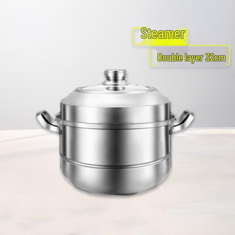 FATTBAO 32cm 2-Layer Stainless Steel Steamer Pot