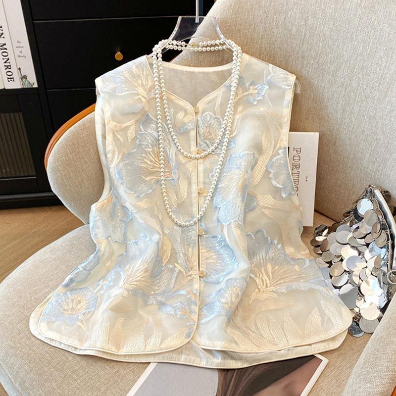 

Весенне-летний жилет женский жилет жилет топ без рукавов вышитый жилет лето 3XL (recommended 138-75 kg)