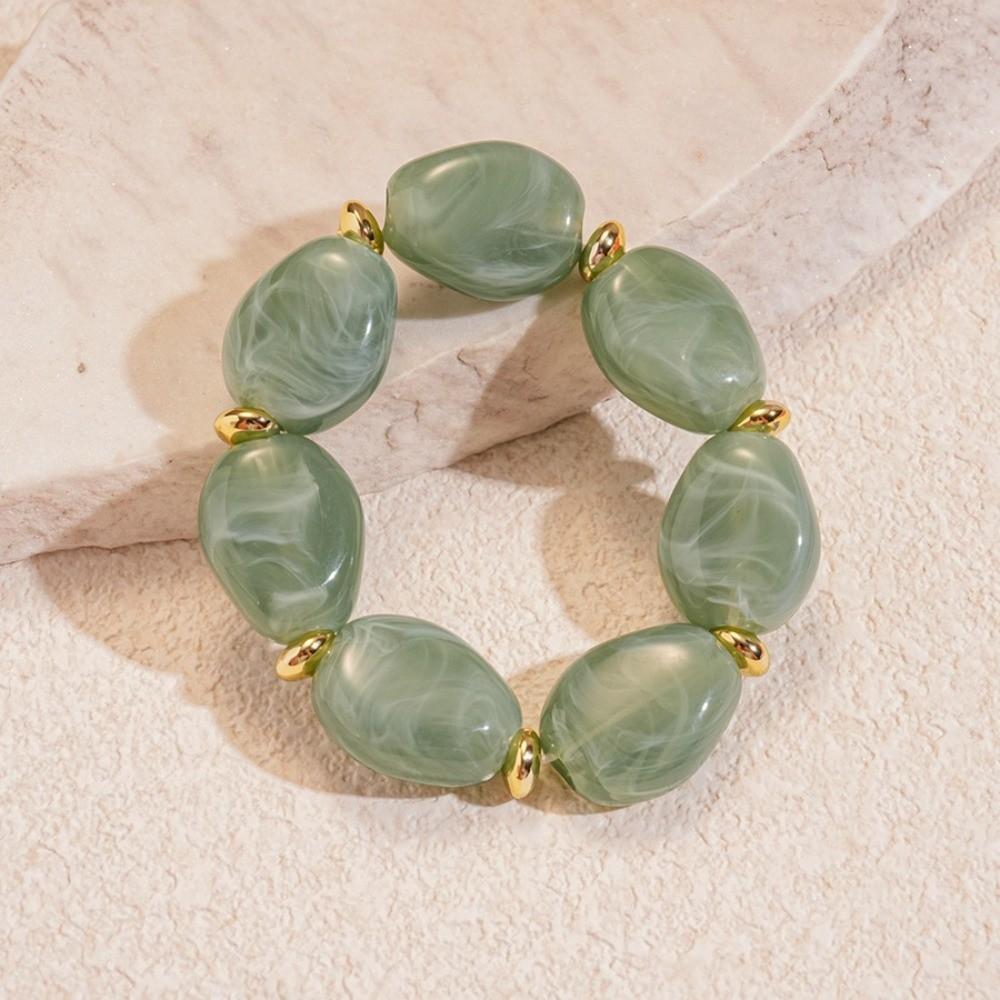 Oval Irregular Wide Bracelet Bohemian Retro Hand Ring Simple Acrylic Bangle  Girls