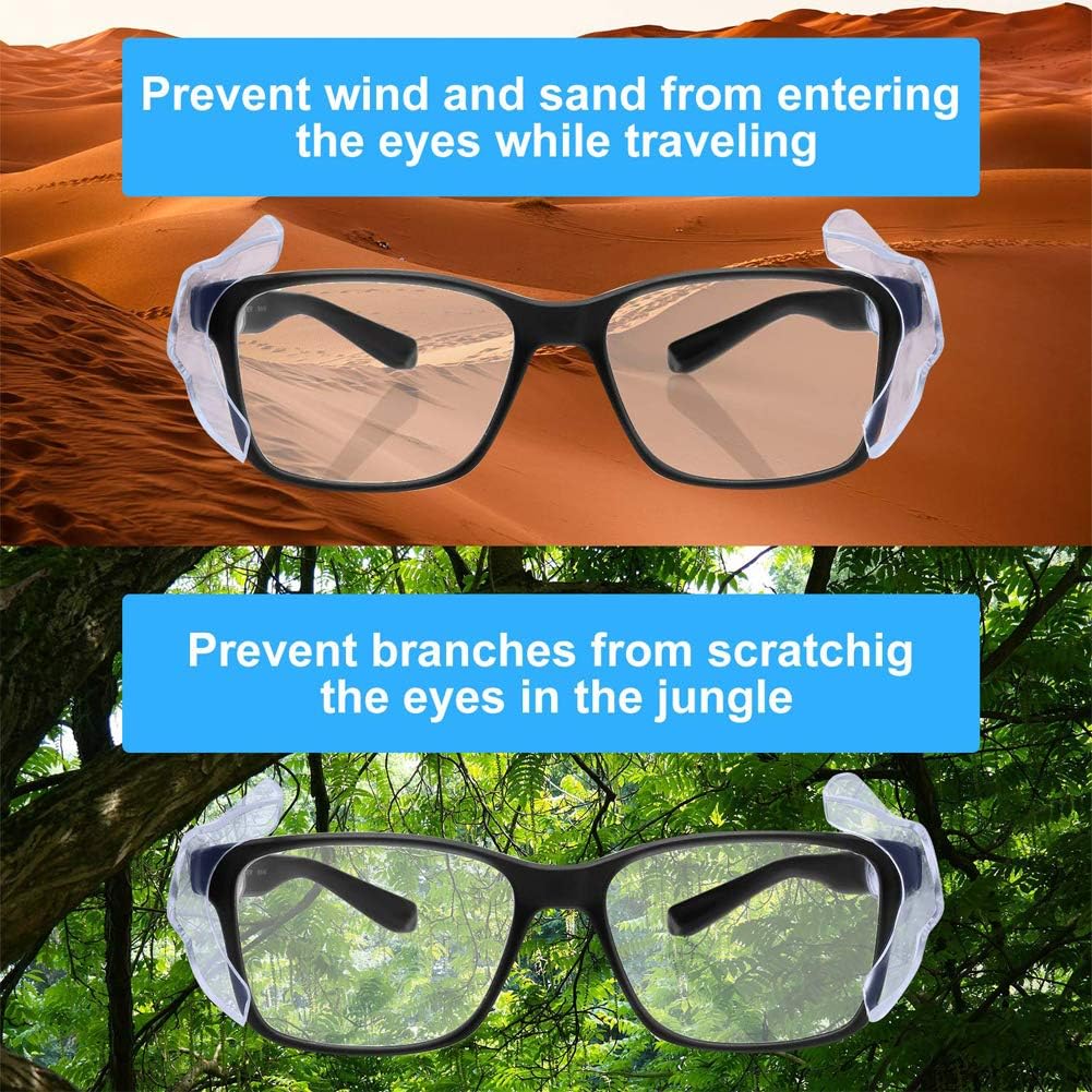 10 Pairs Safety Glasses, Flexible Anti-Slip Side Shields, Fits Medium To Large Eyeglasses with Clear Lenses