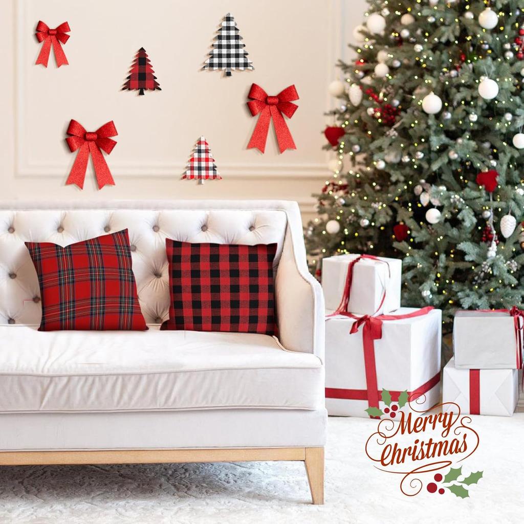 Christmas Decor Fat Fabric Bundles Buffalo Plaid Fat Quarters Square Charm Yarn-Dyed Checked Quilting for DIY Crafting Sewing