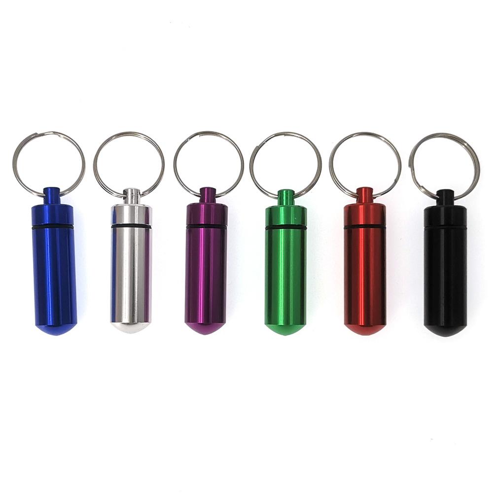 1 PCS Colorful Baby Aluminum Pill Box Medicine Case Container Bottle Holder Keychain Outdoor Pill Case Pillbox Portable