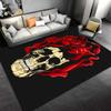 Skull Rose Printed Flannel Non-slip Carpet Suitable for Living Room and Bedroom